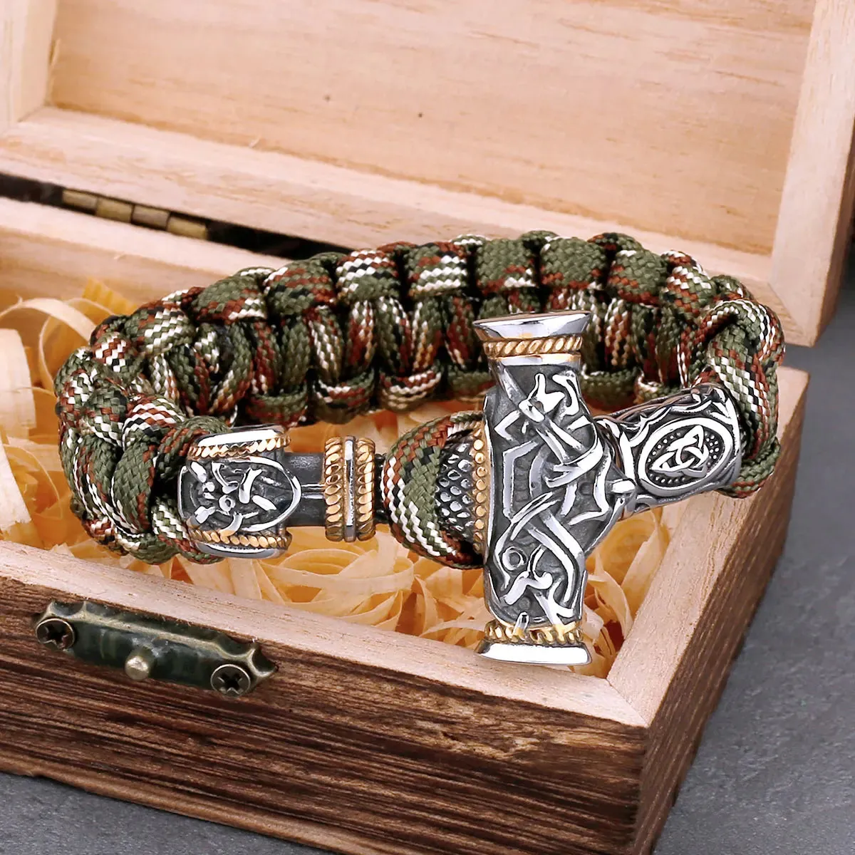 Vintage Thor's Hammer Men Stainless Steel Viking Bracelet