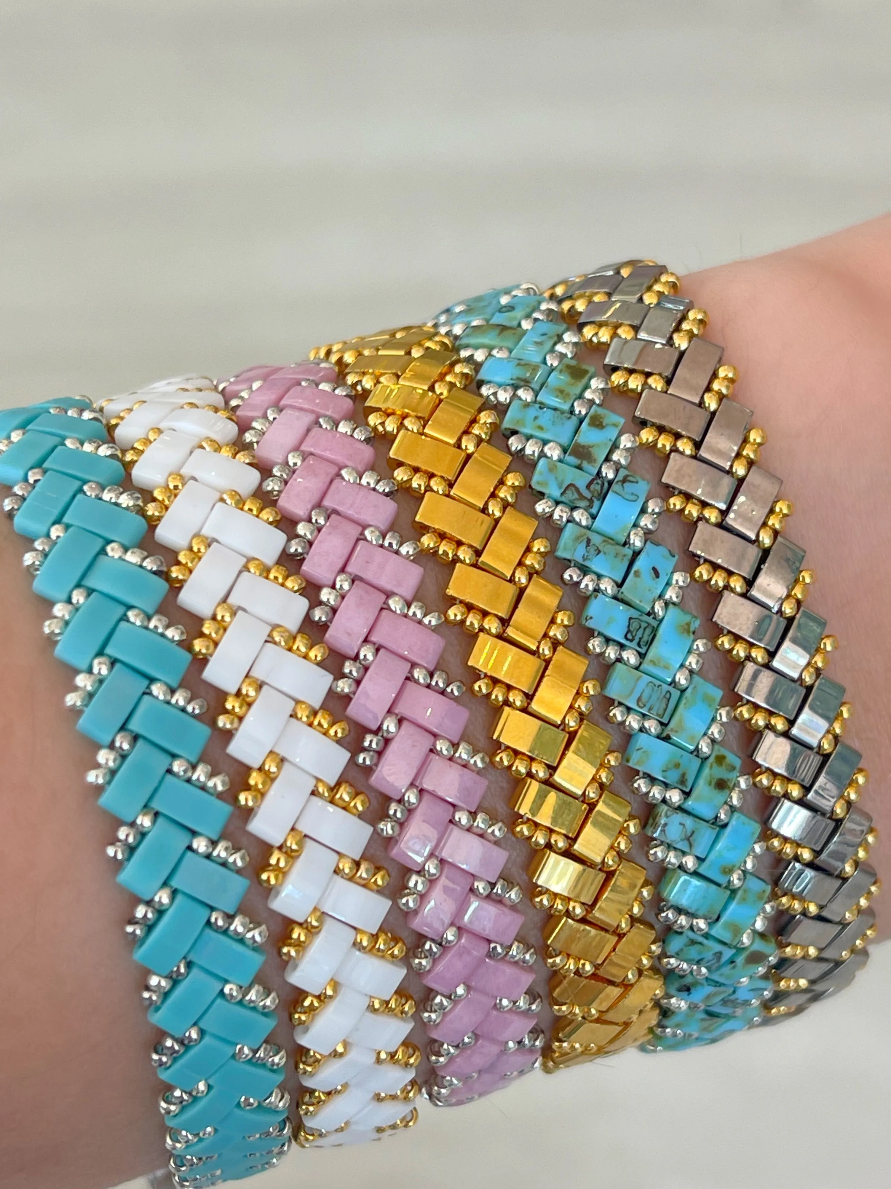White & Gold Tila Rope Bracelet