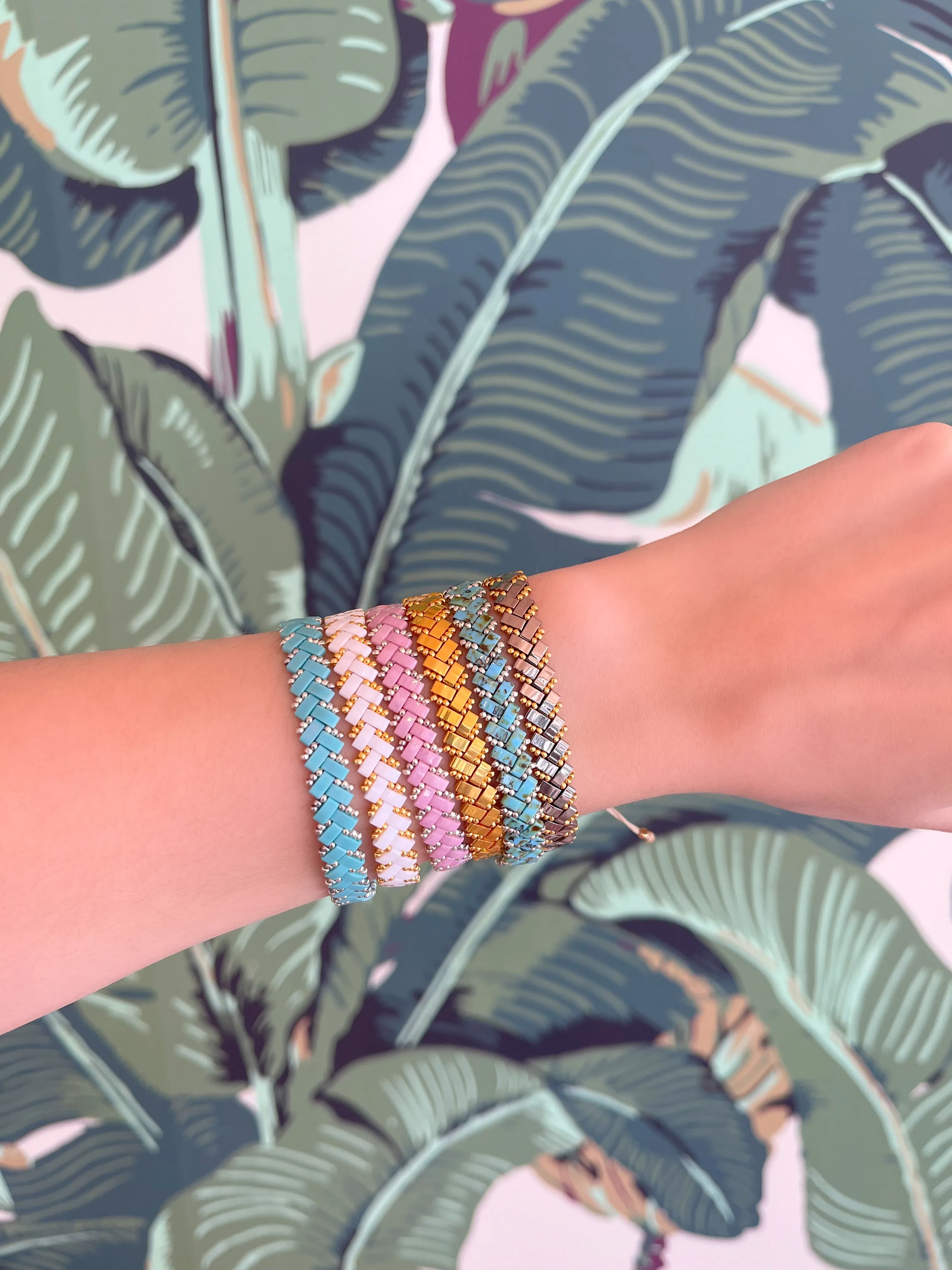White & Gold Tila Rope Bracelet