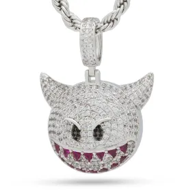 White Gold Devil Emoji Necklace