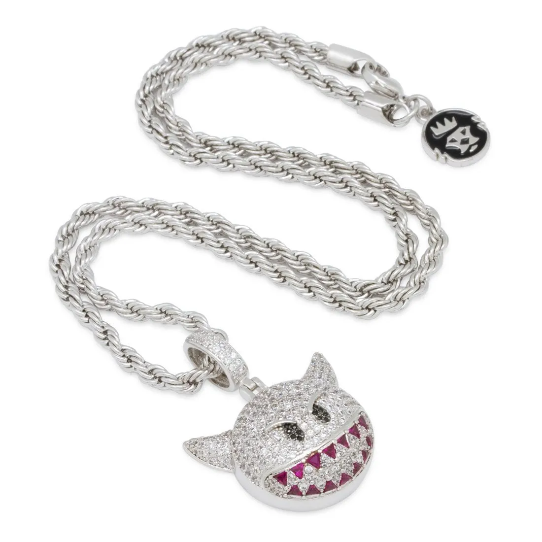 White Gold Devil Emoji Necklace
