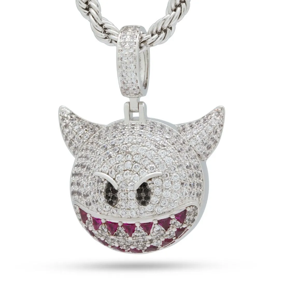 White Gold Devil Emoji Necklace