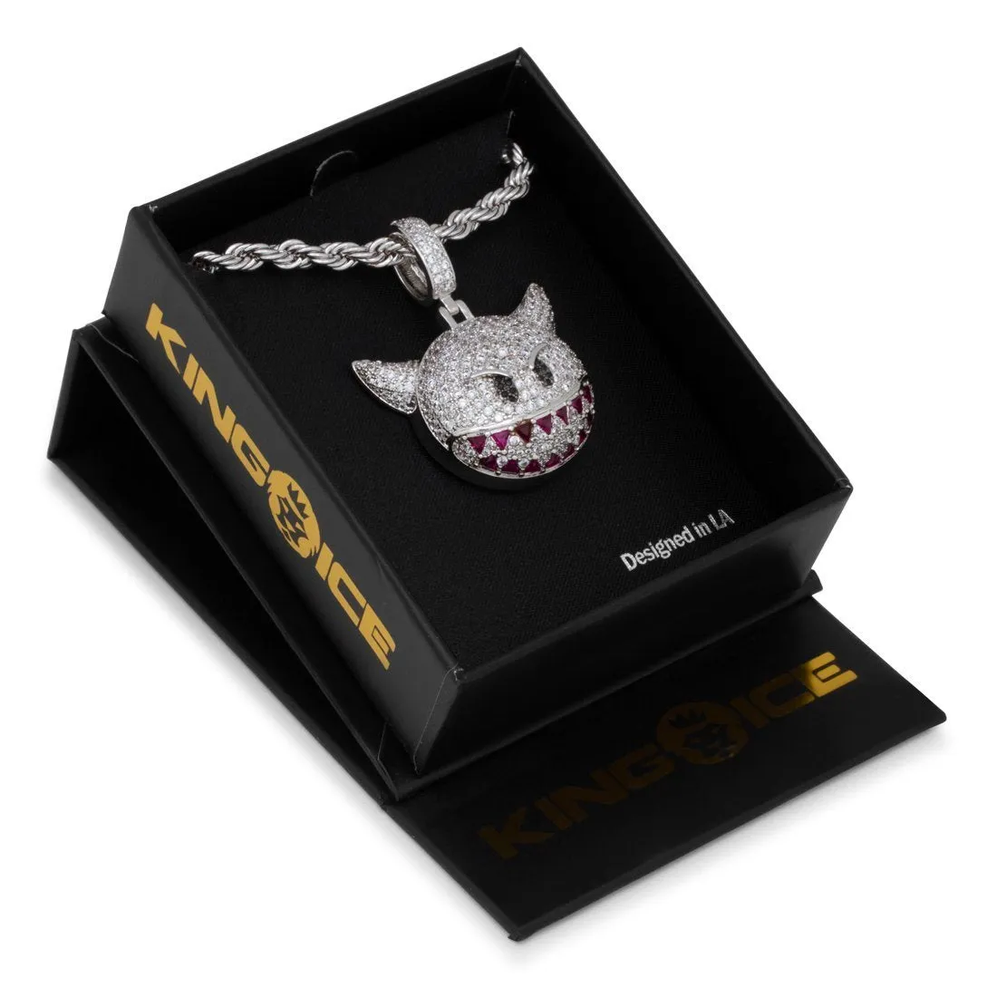 White Gold Devil Emoji Necklace