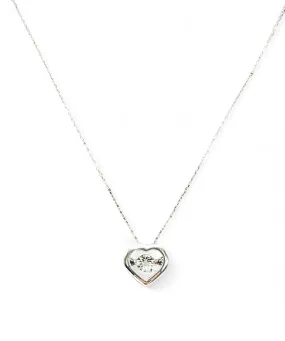 WHITE GOLD HEART DANCING NECKLACE