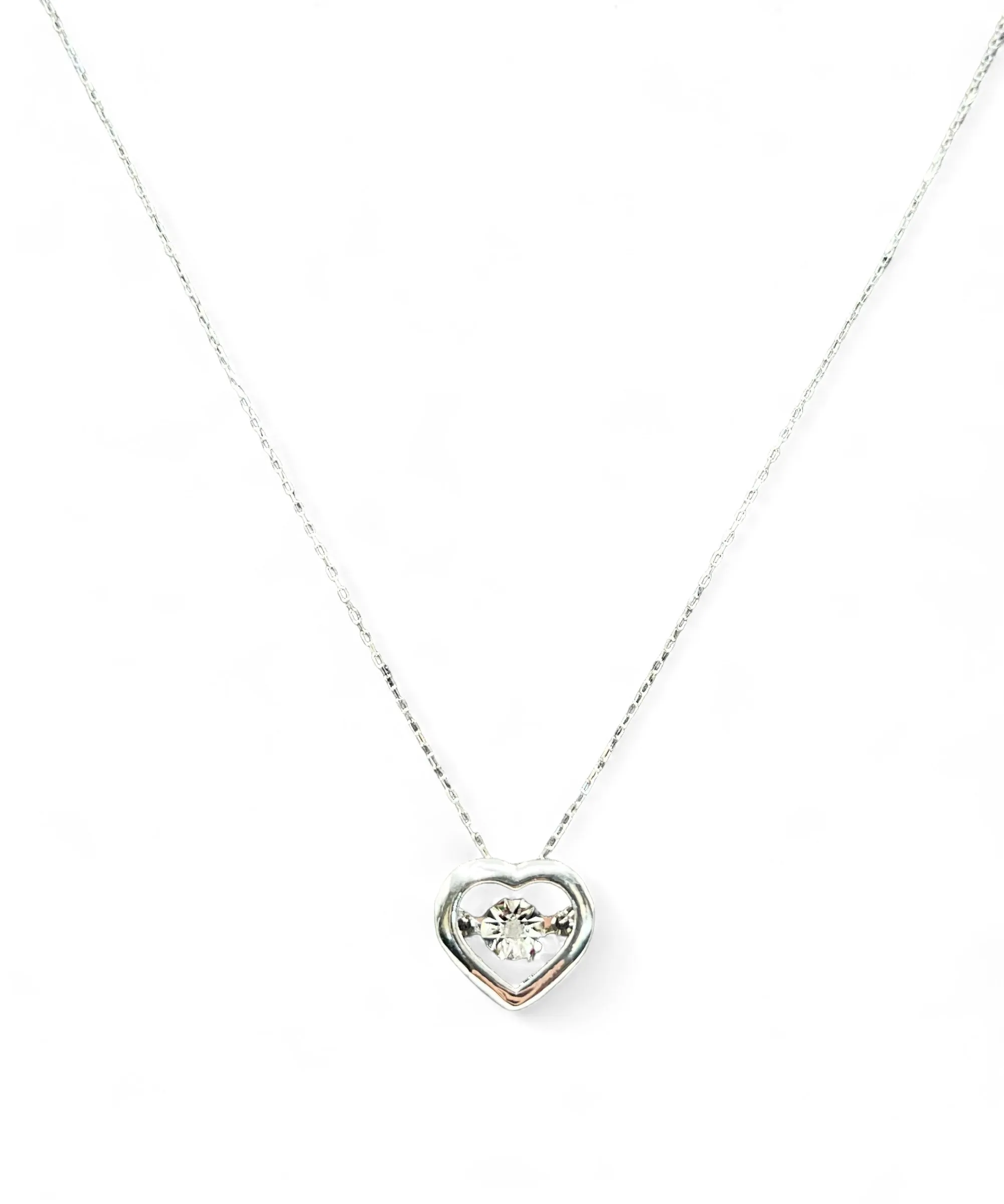 WHITE GOLD HEART DANCING NECKLACE