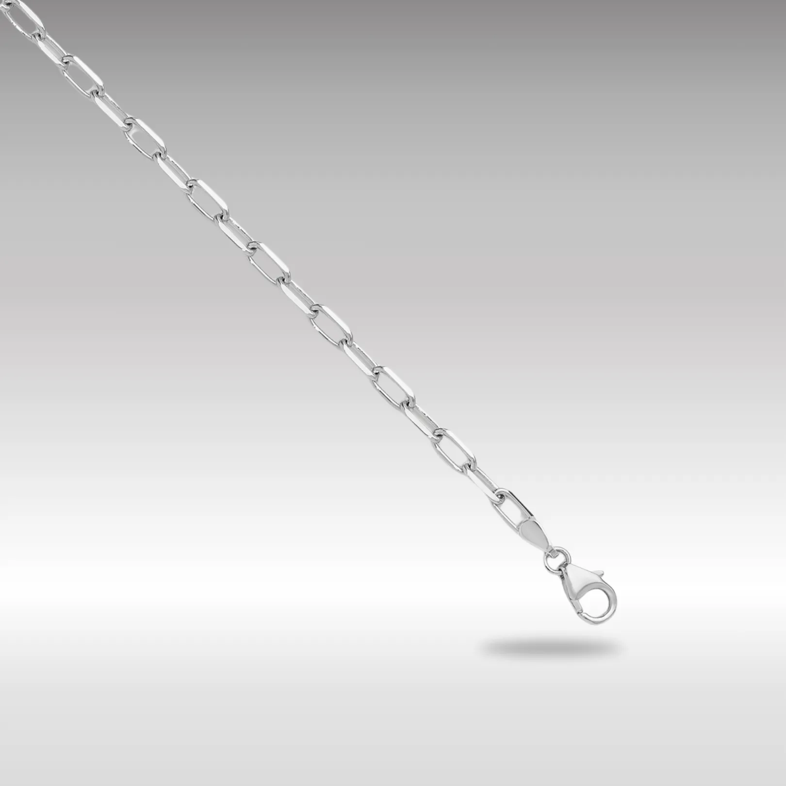 White Gold Leslie's 14k 3.0mm 8 Inches Long Solid Beveled Diamond Cut Paperclip Chain Bracelet Model-7356-8