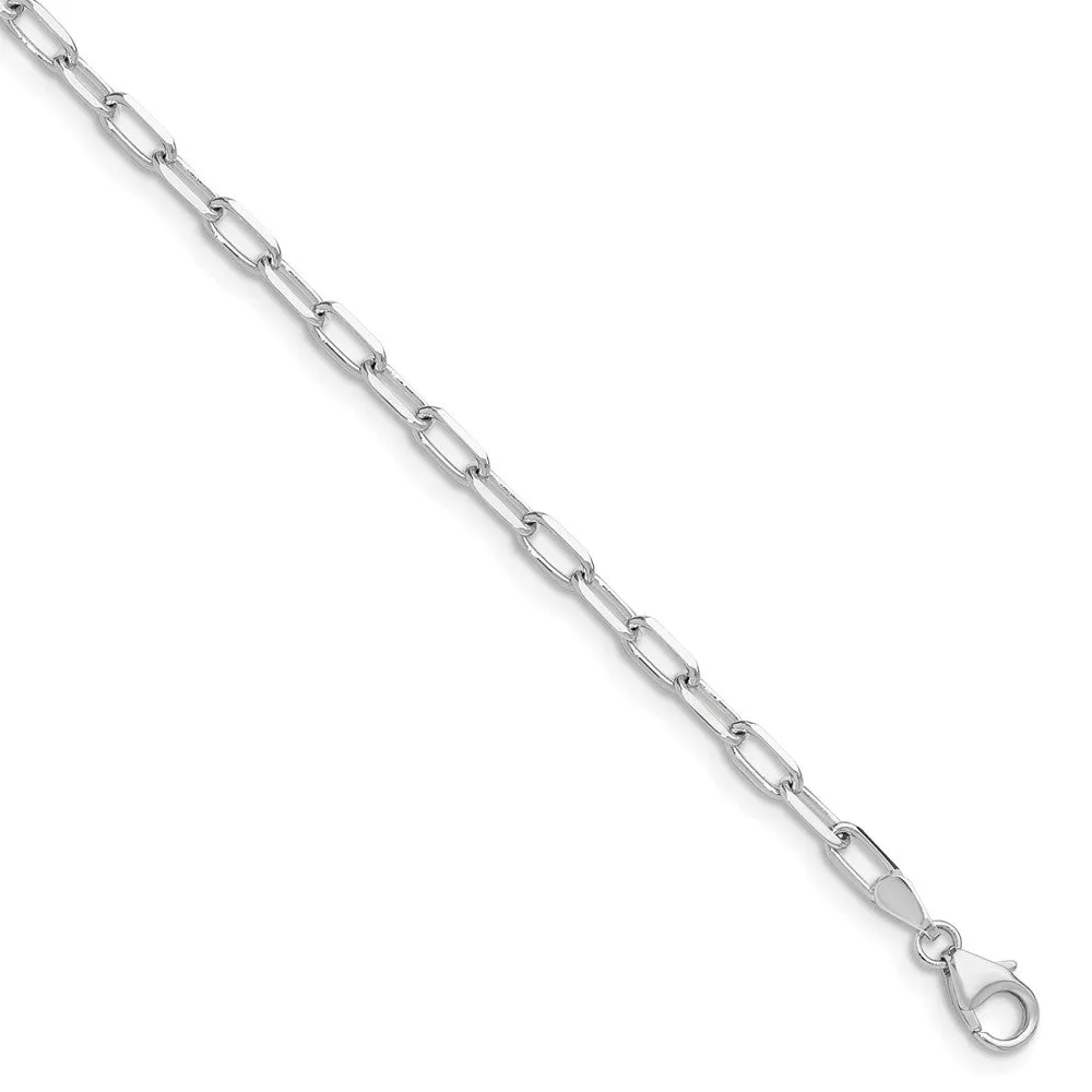 White Gold Leslie's 14k 3.0mm 8 Inches Long Solid Beveled Diamond Cut Paperclip Chain Bracelet Model-7356-8