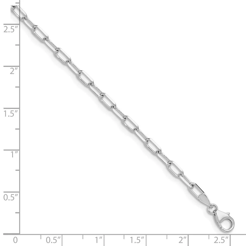 White Gold Leslie's 14k 3.0mm 8 Inches Long Solid Beveled Diamond Cut Paperclip Chain Bracelet Model-7356-8