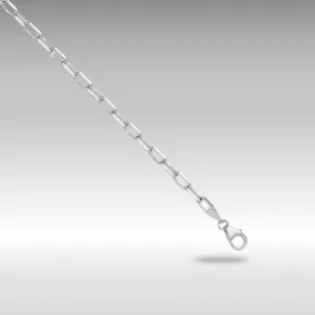 White Gold Leslie's 14k 3.0mm 8 Inches Long Solid Beveled Diamond Cut Paperclip Chain Bracelet Model-7356-8