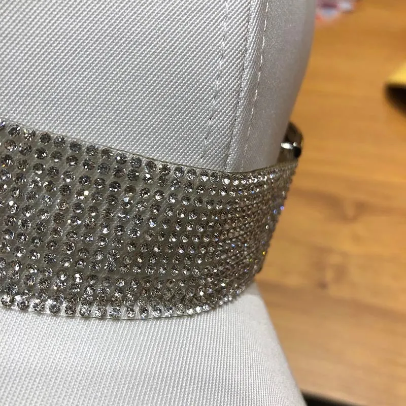 Woman Fashionable Baseball Cap w/ Sparkling Buckle, Woman Sequins Fashion Octagonal Cap