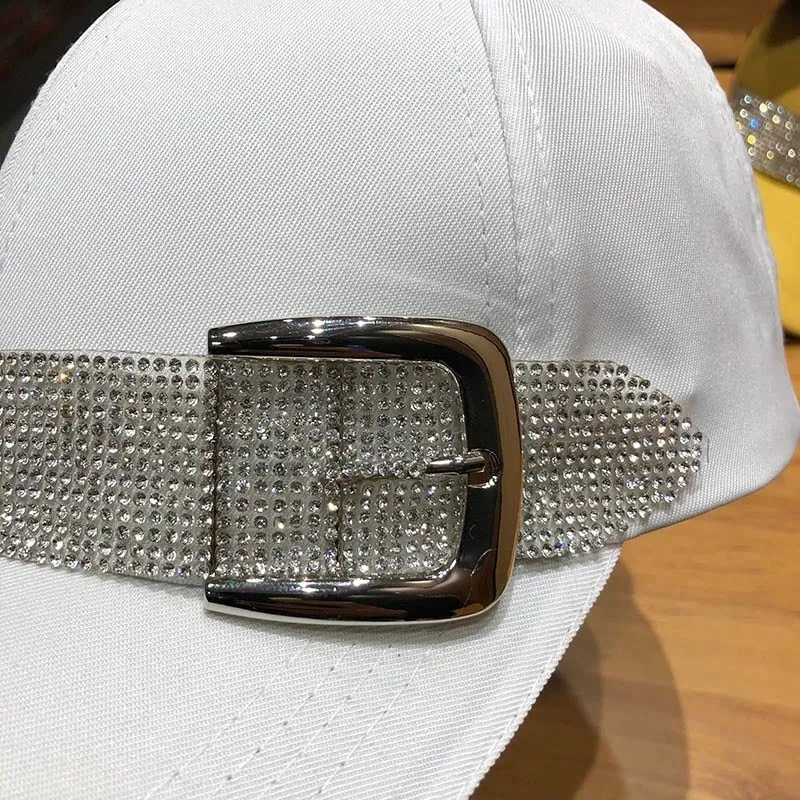 Woman Fashionable Baseball Cap w/ Sparkling Buckle, Woman Sequins Fashion Octagonal Cap