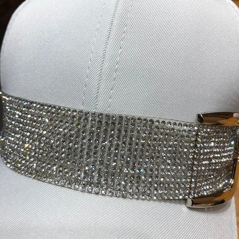 Woman Fashionable Baseball Cap w/ Sparkling Buckle, Woman Sequins Fashion Octagonal Cap
