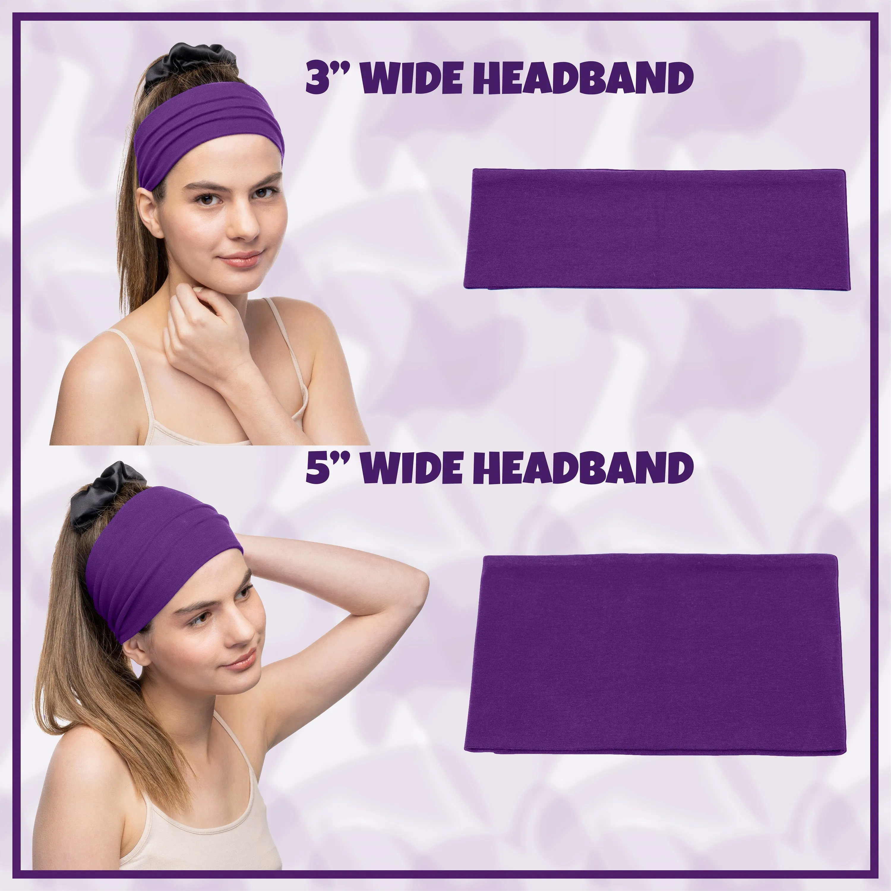 Women's Headbands Cotton Jersey 3" Wide Yoga Fitness Fashion Made in the USA Fuchsia