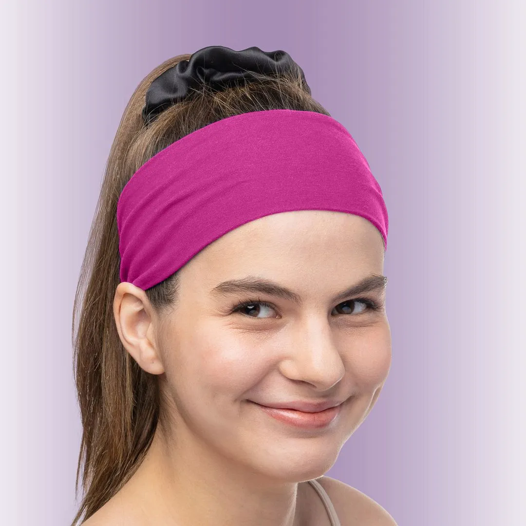 Women's Headbands Cotton Jersey 3" Wide Yoga Fitness Fashion Made in the USA Fuchsia