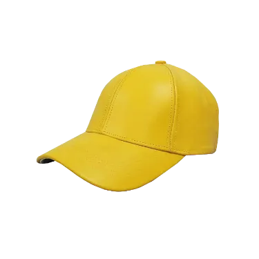 Yellow Men's Leather caps 100% Genuine Leather Baseball Unisex Cap