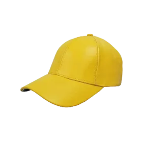 Yellow Men's Leather caps 100% Genuine Leather Baseball Unisex Cap
